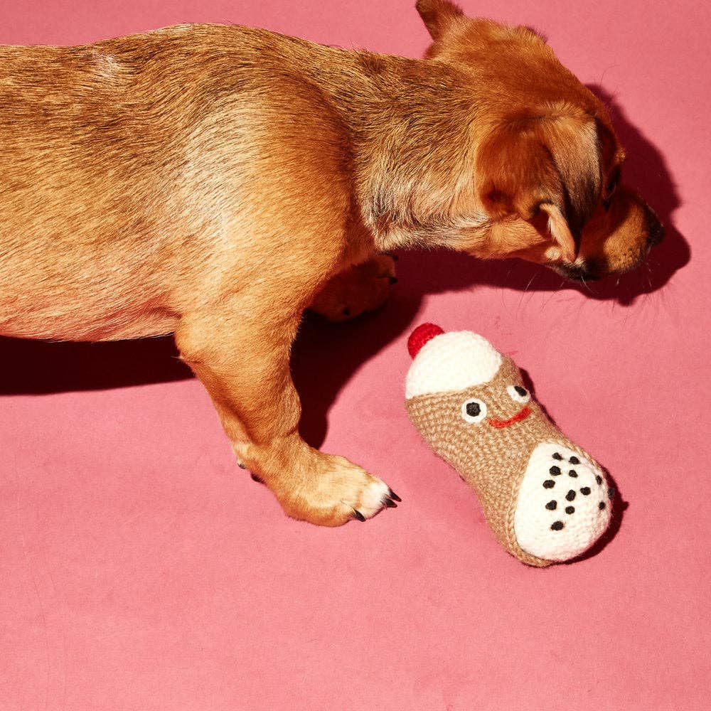 Hand Knit Cannoli Dog Toy