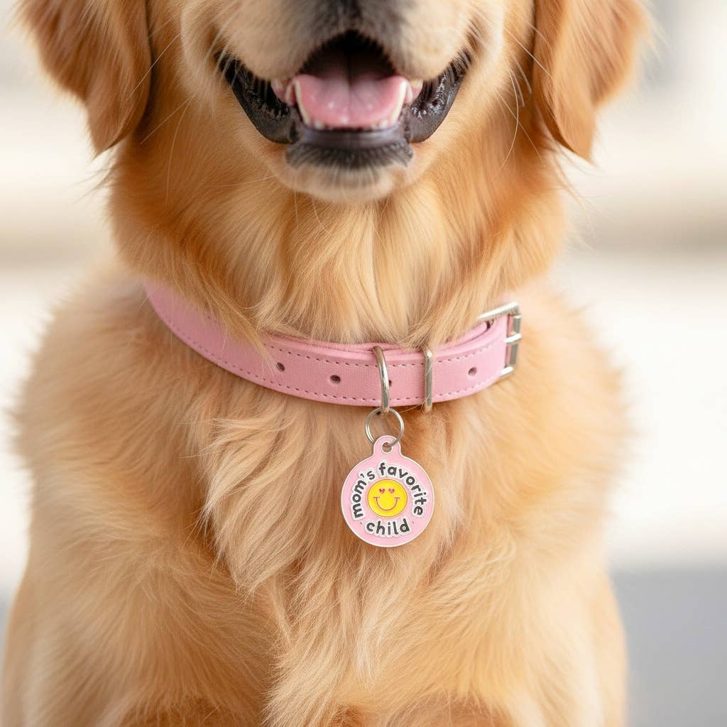 Dog ID Tag with Personalized QR Code - Mom's Favorite Child