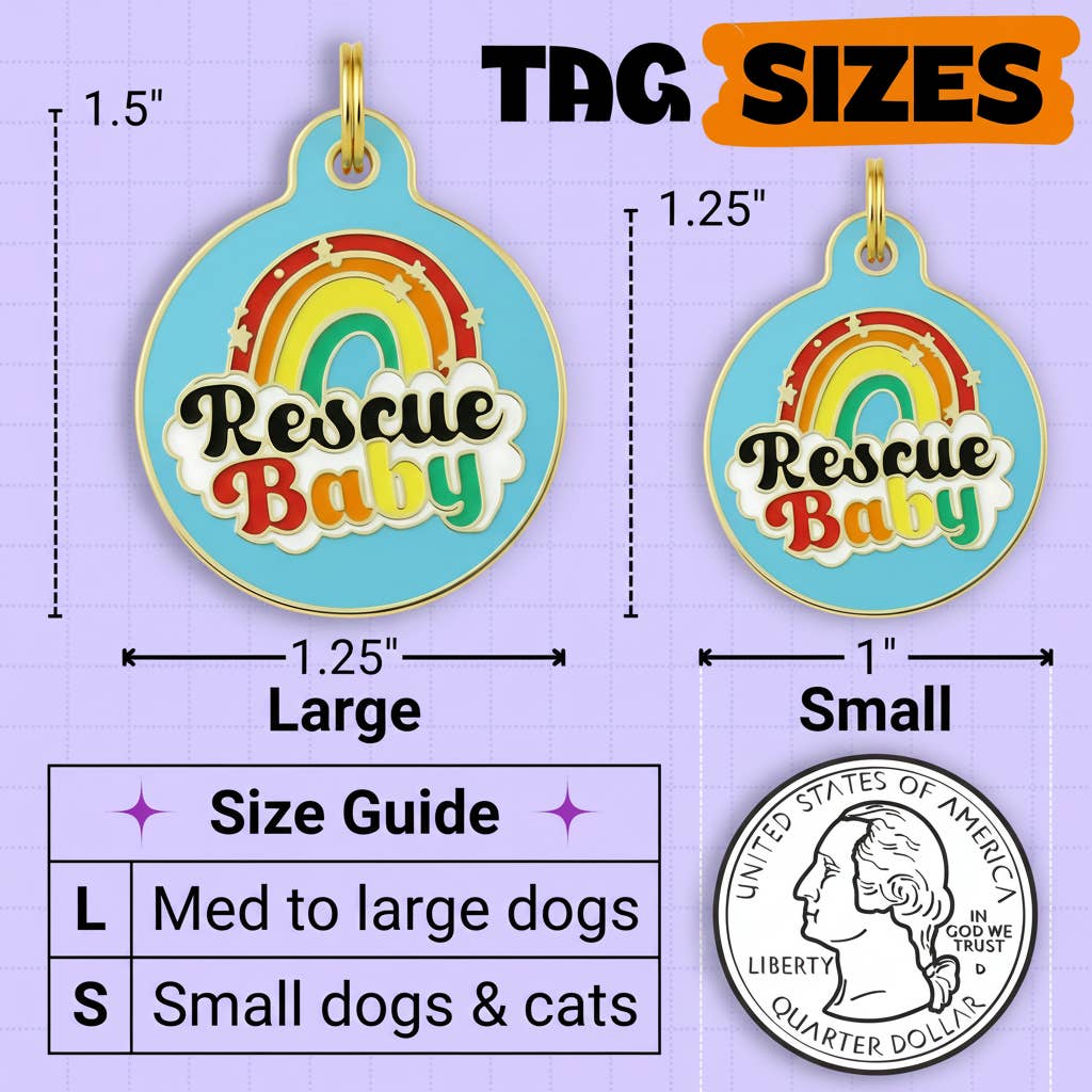 Cute Dog Collar Charm & Pet ID Tag - Rescue Baby *Blue: Small / Digital ID