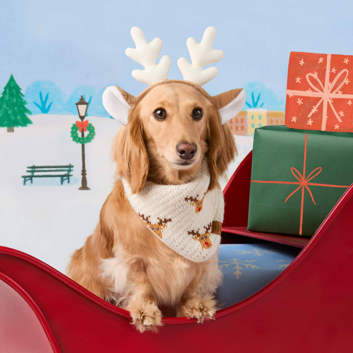 Reindeer Knit Dog Bandana