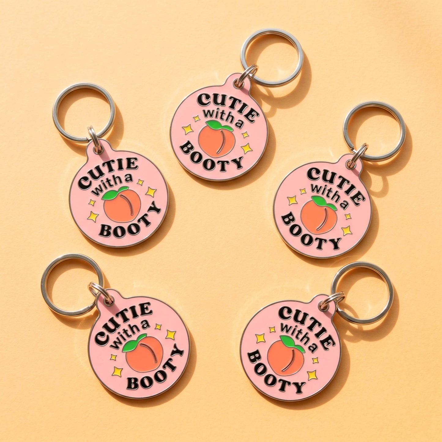 Funny Dog Charm & Pet ID Tag - Cutie with a Booty *Pink: Large / Digital Pet ID (QR Code)