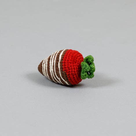 Cotton Crochet Chocolate Covered Strawberry Dog Toy