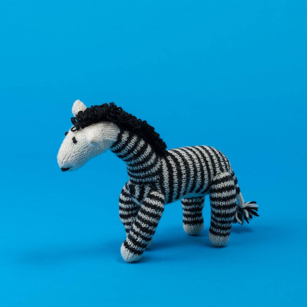 Hand Knit Zebra Dog Toy