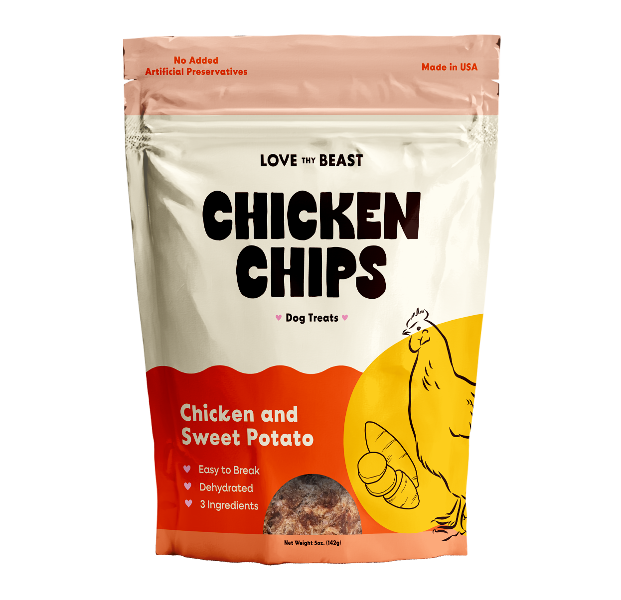 Chicken Chips, Dehydrated Dog Treats, 5-oz bag