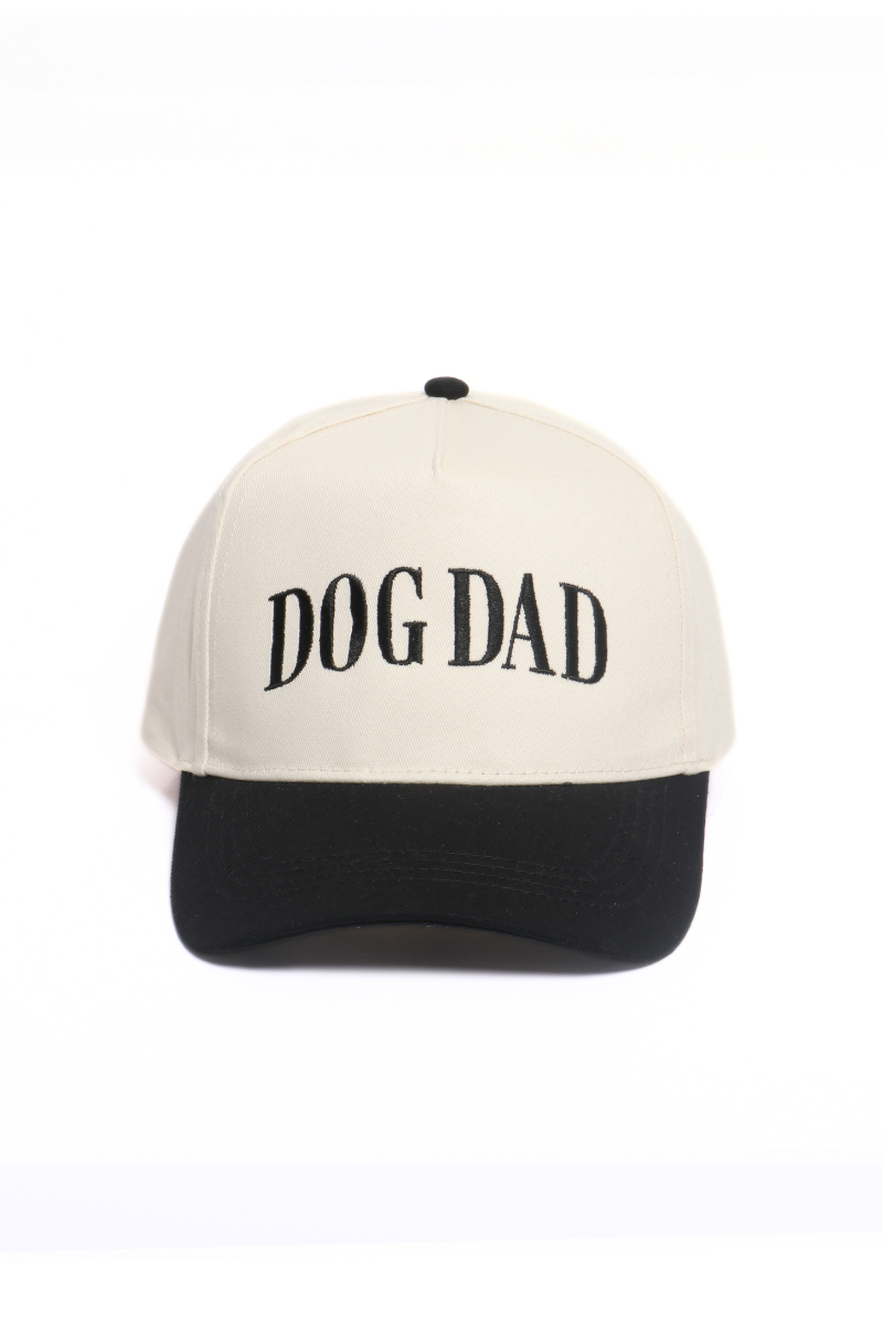 DOG DAD Embroidery 5 Panel Two Tone Cap: Black