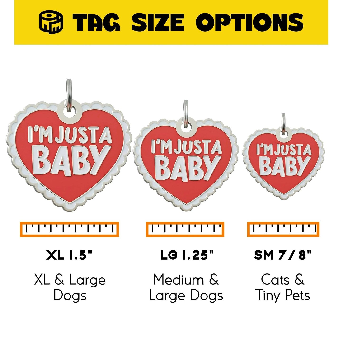 Cute Dog Charm & Pet ID Tag - I'm Just a Baby: XL / Engraved QR Code