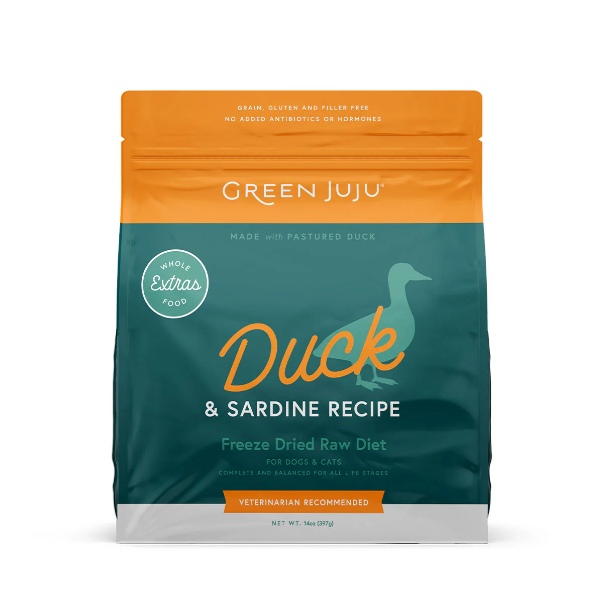 Green Juju Extras Freeze-Dried Raw Duck & Sardine Recipe for Dogs & Cats