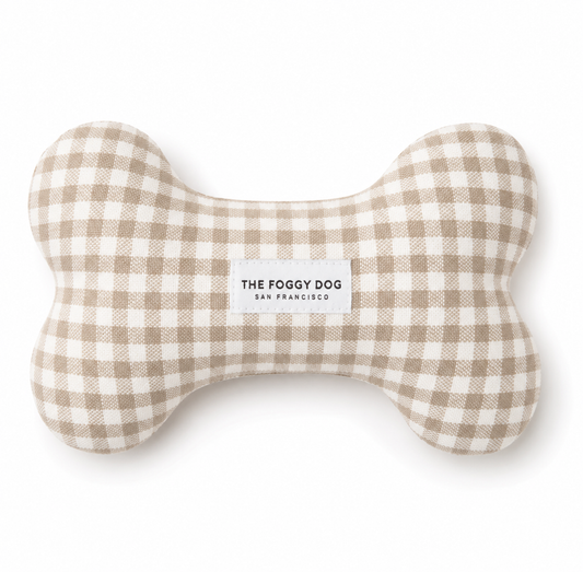 Mushroom Brown Gingham Dog Squeaky Toy