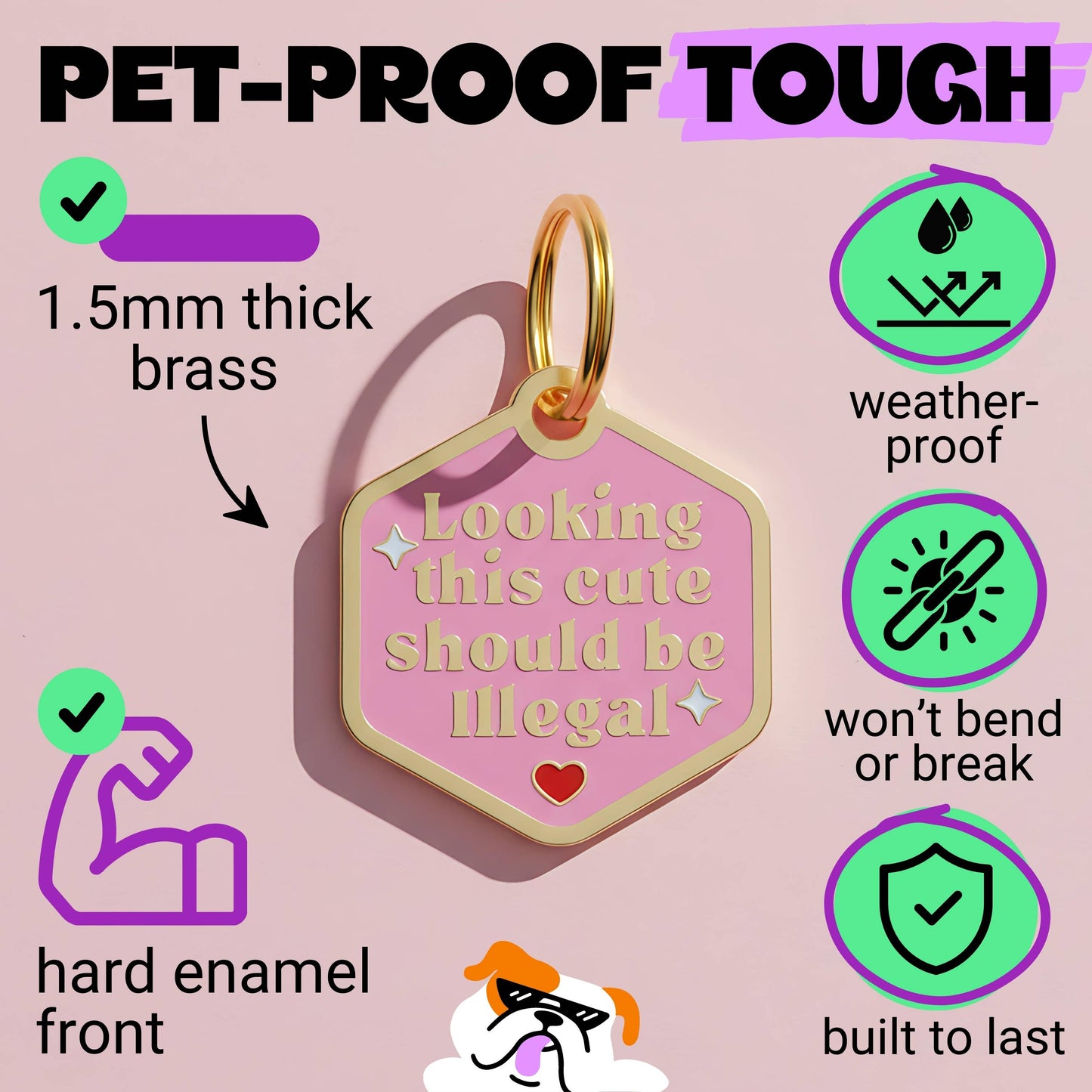 Funny Dog Tag Charm - Looking This Cute should be Illegal: Small / Engraved QR Code