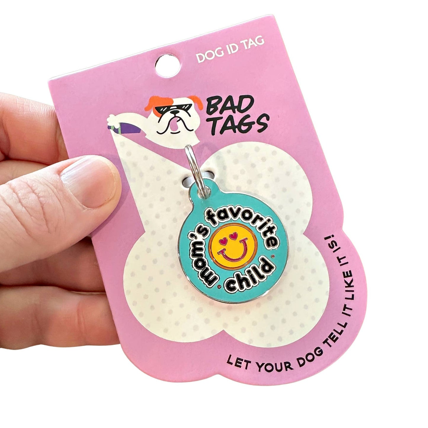 Dog ID Tag with Personalized QR Code - Mom's Favorite Child