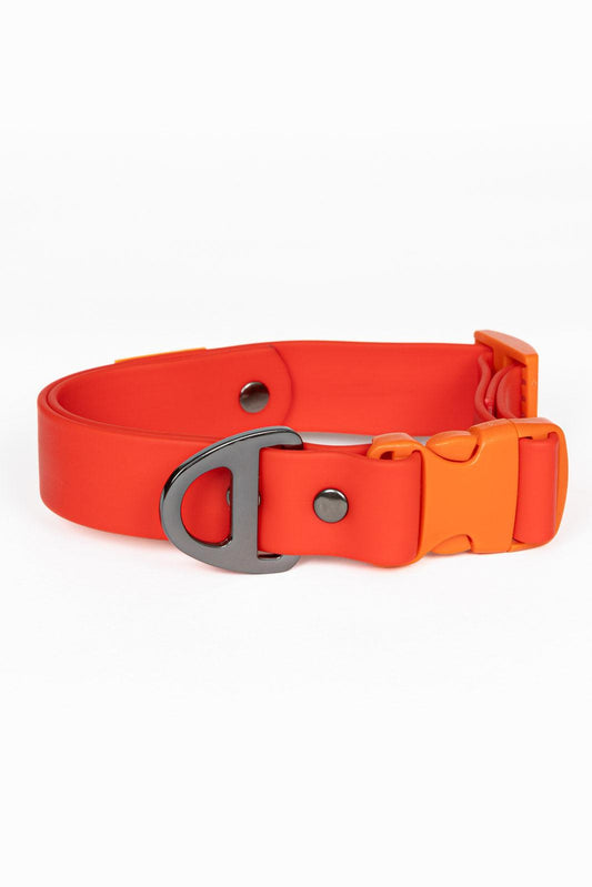 Scarlet Peaks Waterproof Dog Collar: Autumn Red / Flame Orange / 20 - 26