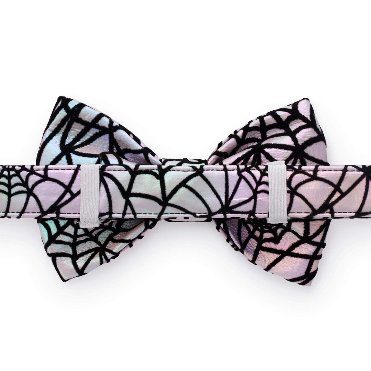 Holographic Spiderweb Dog Bow Tie