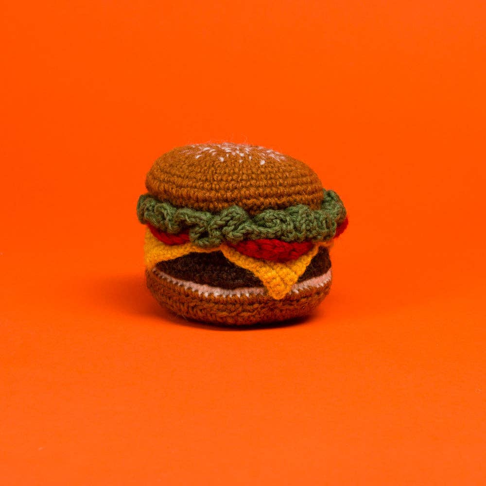Hand Knit Hamburger Toy