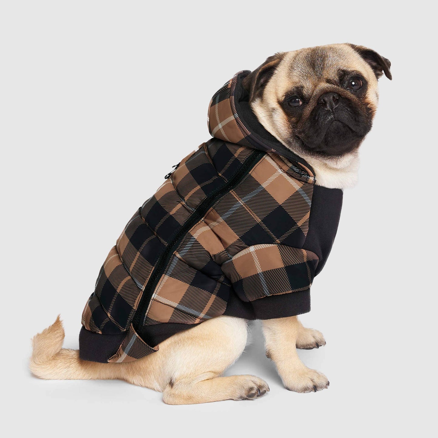 Prism Puffer- Dog Coat: Pink Houndstooth / 24