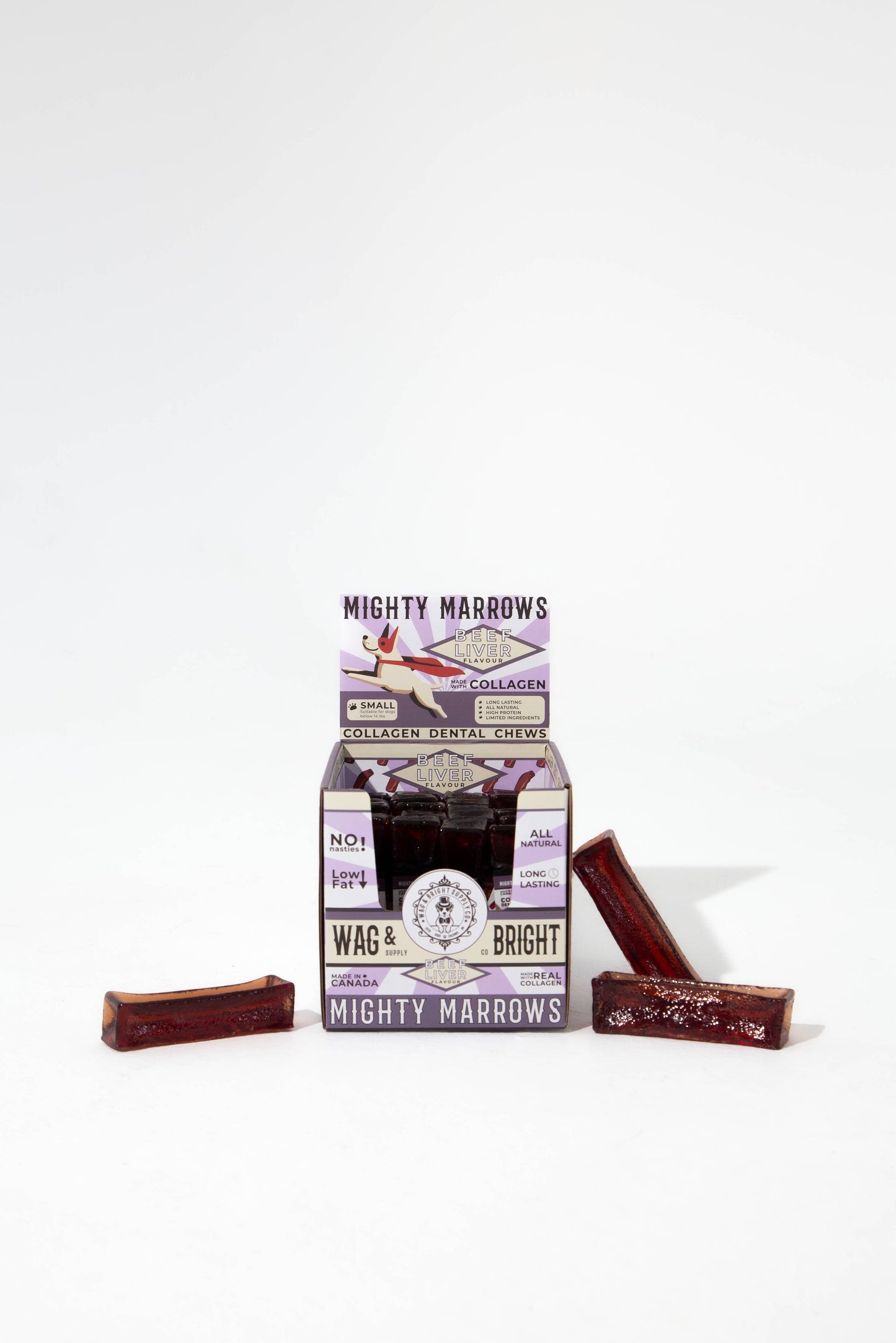 Mighty Marrows Collagen Dental Chew - Beef Liver - 3 Sizes: Large