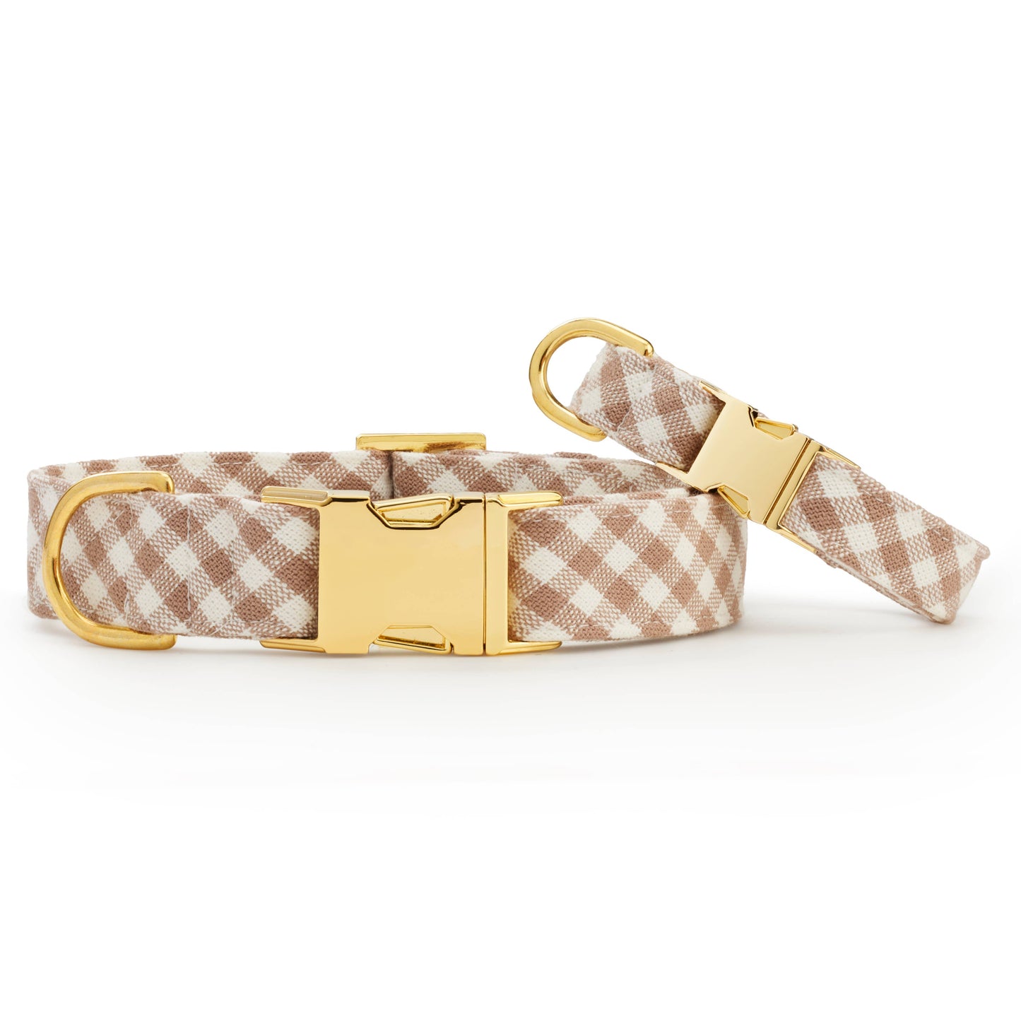 Mushroom Brown Gingham Dog Collar