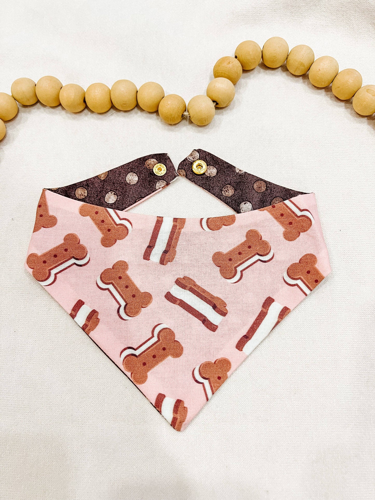 Pink Ice Cream Dog Bandana, Reversible Snap On Collar: L