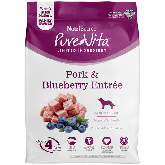 Pure Vita Grain Free Pork and Blueberry Dry Dog Food