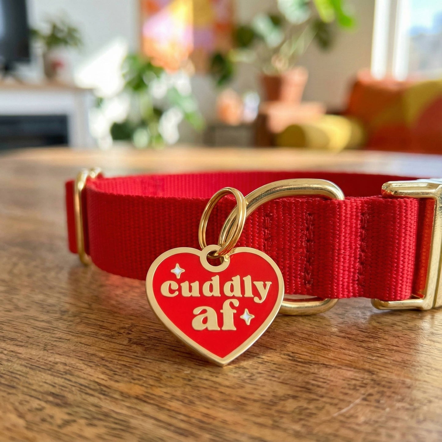 Funny Dog Charm & Pet ID Tag- Cuddly AF : Large / Engraved QR Code