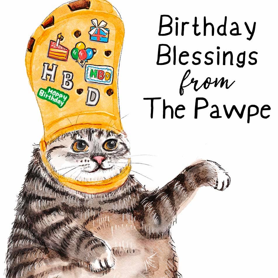 Birthday Blessings from The Pawpe Funny Cat Birthday Card