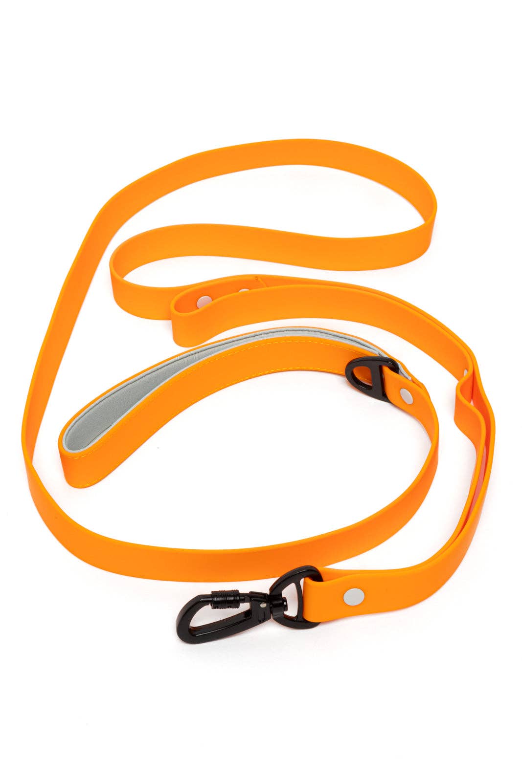 Crimson Glow Waterproof Dog Leash: Bright Orange / Gray