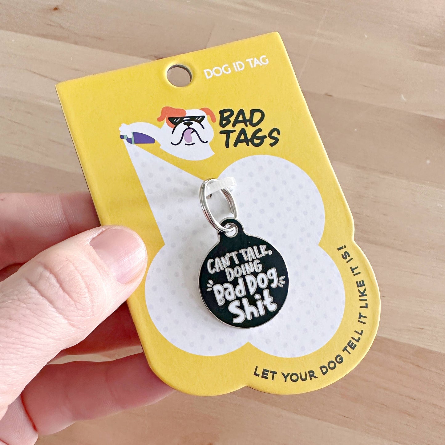 Pet ID Tag w/ Scannable Code - Bad Dog Shit