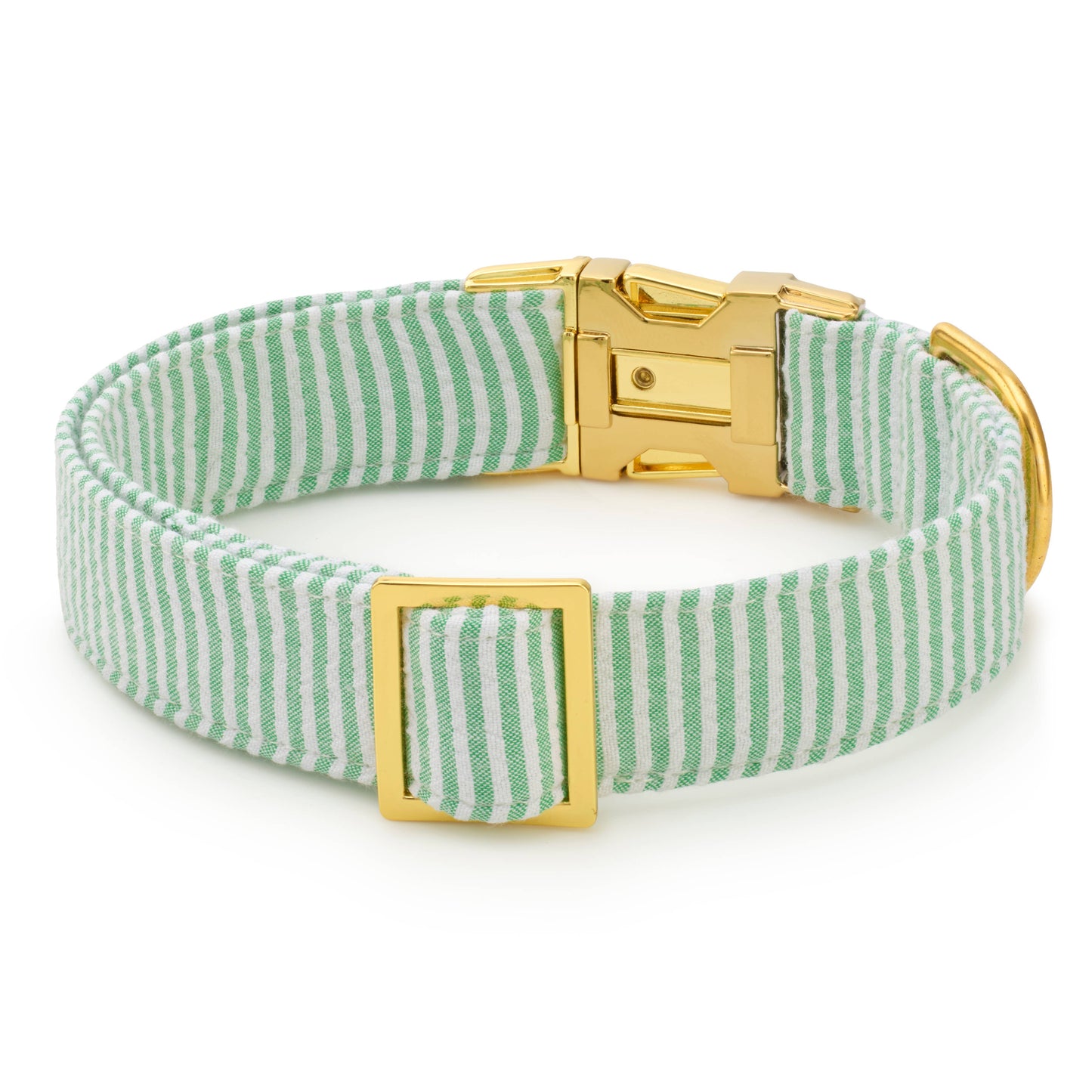 Green Seersucker Dog Collar