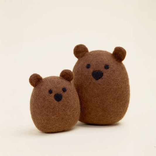 WOOL BROWN BEAR Wool Dog Toy: Large