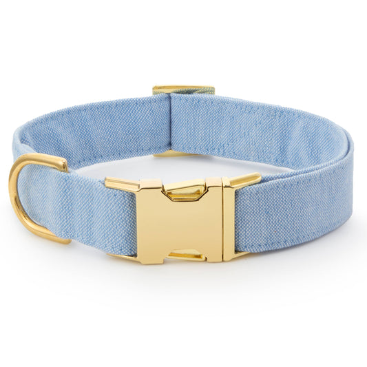 Blue Chambray Dog Collar