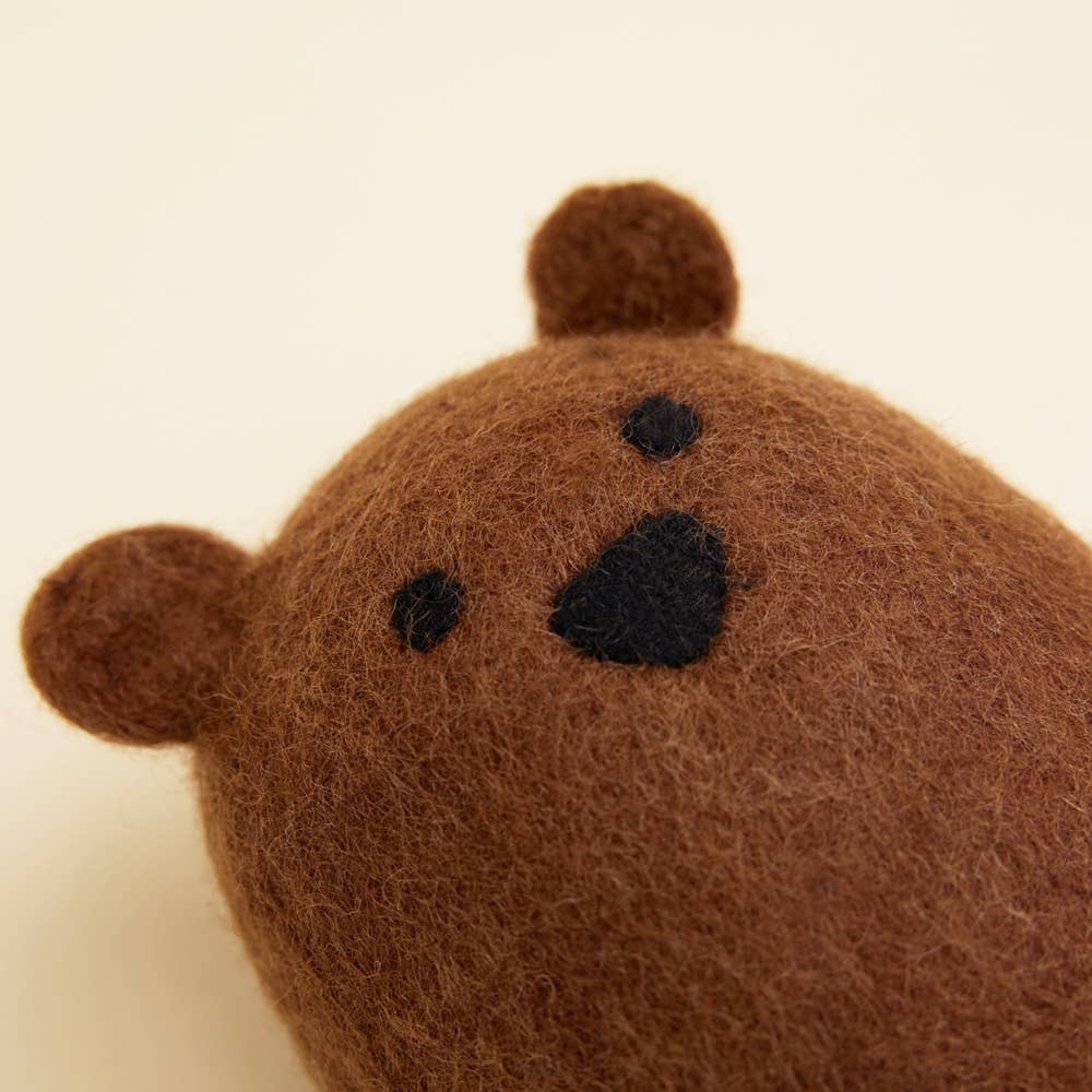 WOOL BROWN BEAR Wool Dog Toy: Large