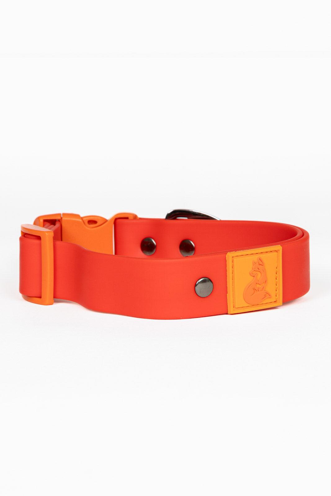 Scarlet Peaks Waterproof Dog Collar: Autumn Red / Flame Orange / 20 - 26