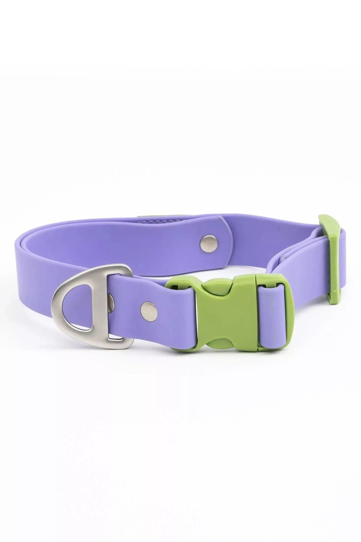 Lavender Garden Waterproof Dog Collar: Lavender / Meadow Green / 17 - 20