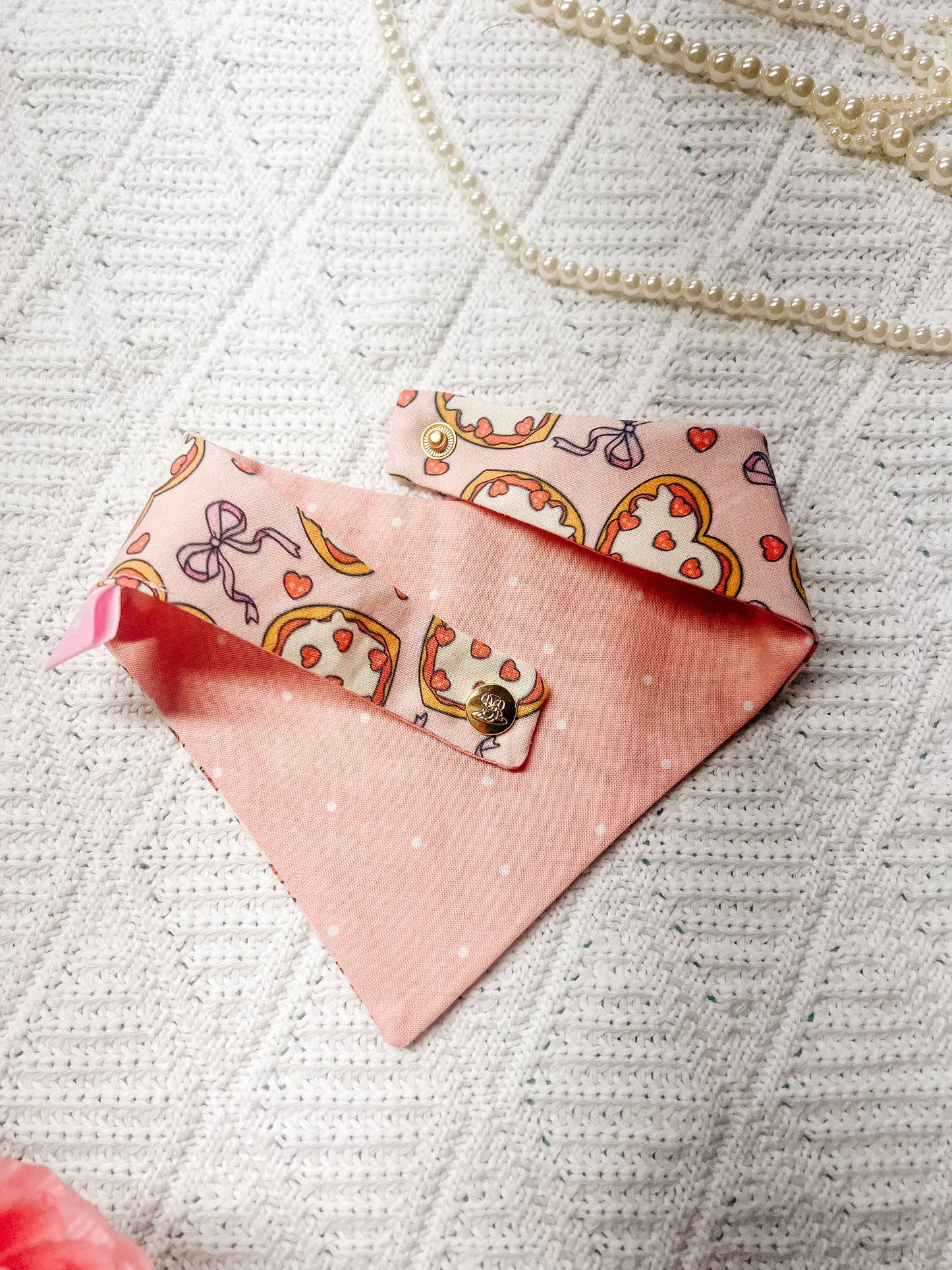 Pizza Love Reversible Dog Bandana – Snap-On Curved Neck Pet Collar