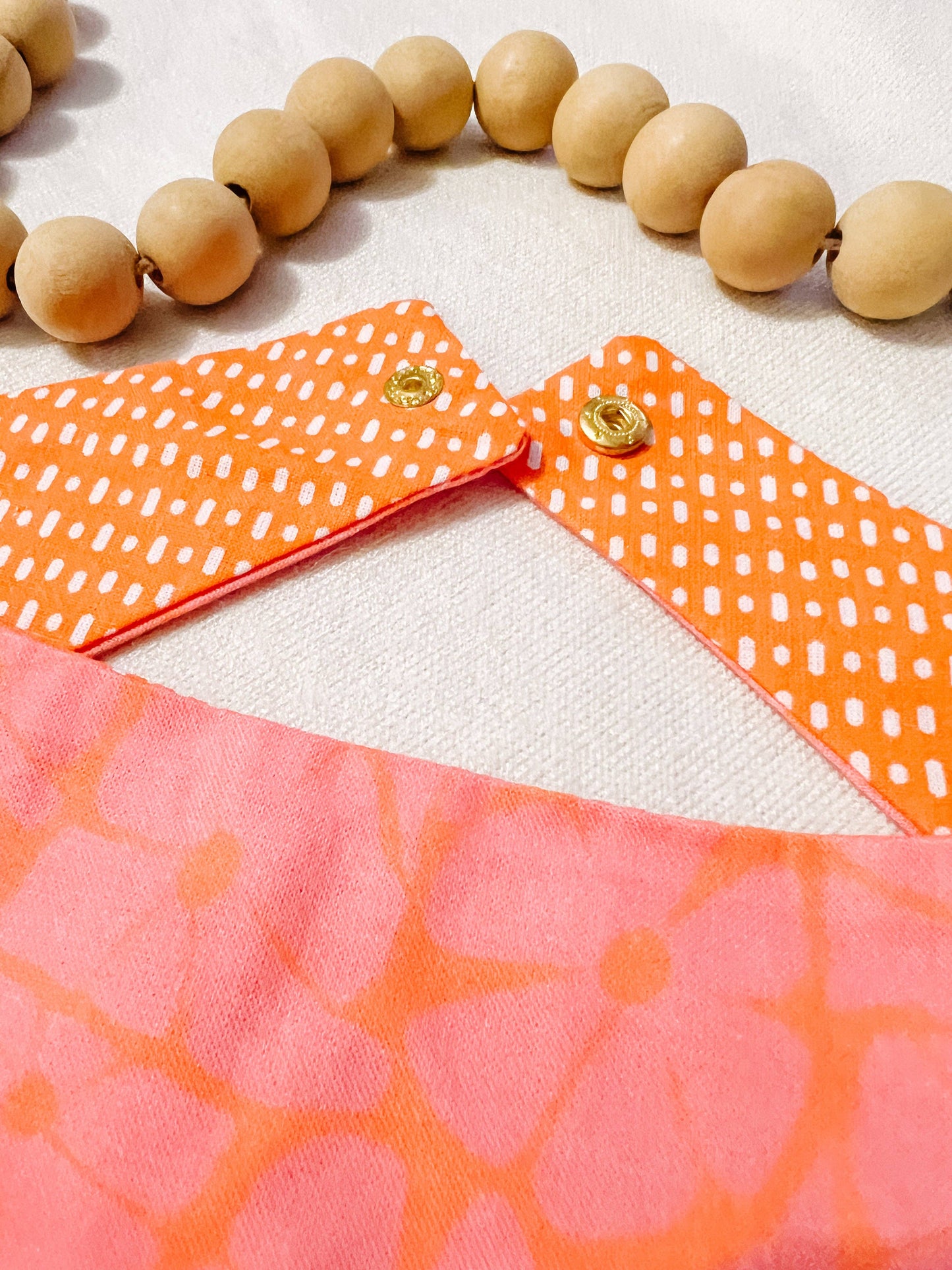 Floral Pink and Orange Reversible Dog Bandana, Summer Scarfs: L