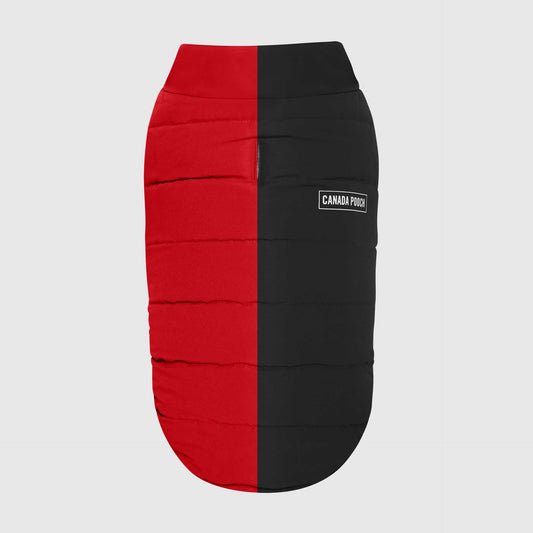 Reversible Puffer Vest- Dog Coat: Red/Black
