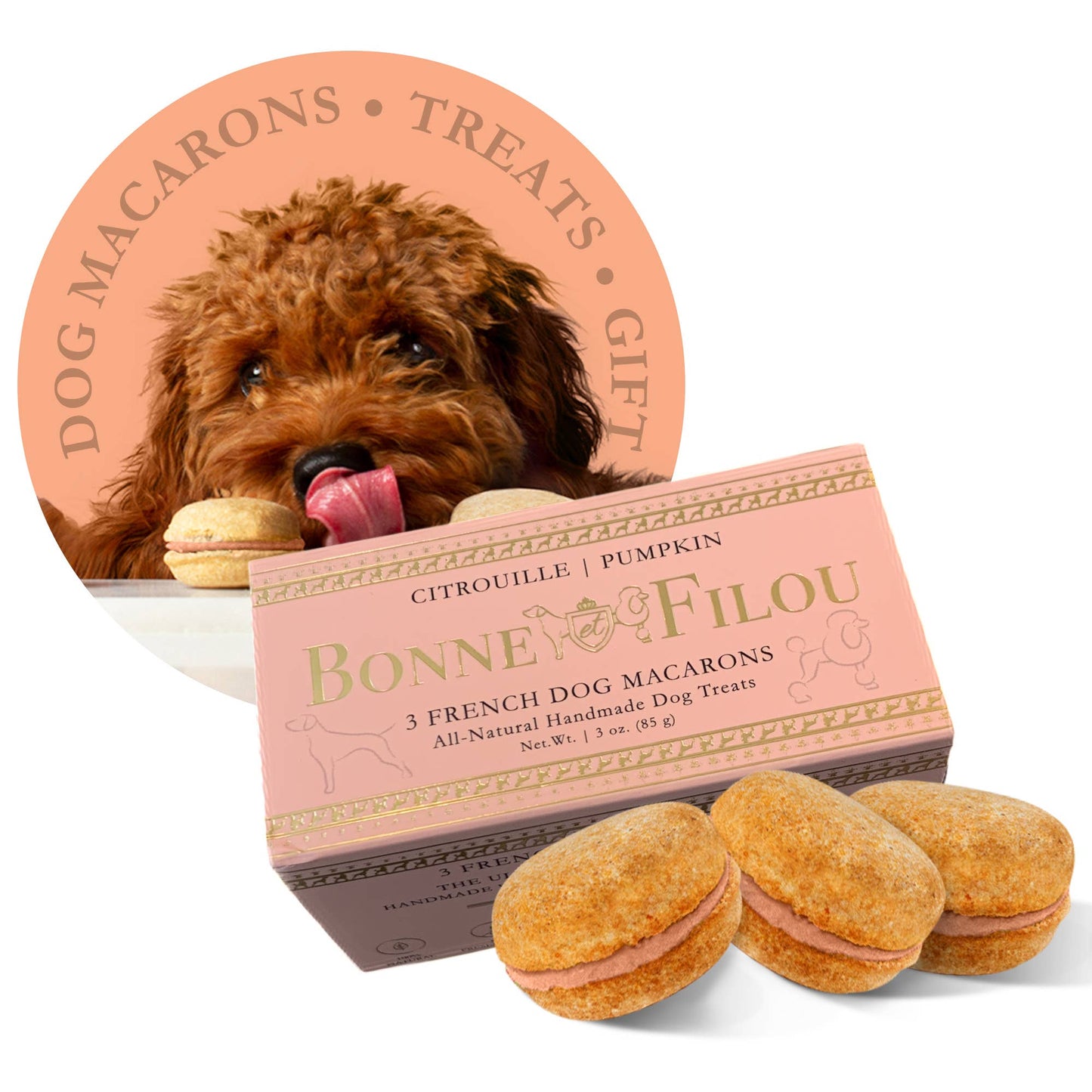 Bonne et Filou Dog Macarons | Strawberry