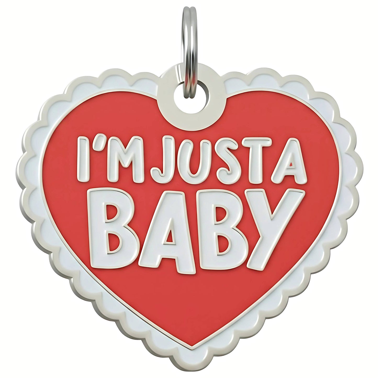 Cute Dog Charm & Pet ID Tag - I'm Just a Baby: XL / Engraved QR Code