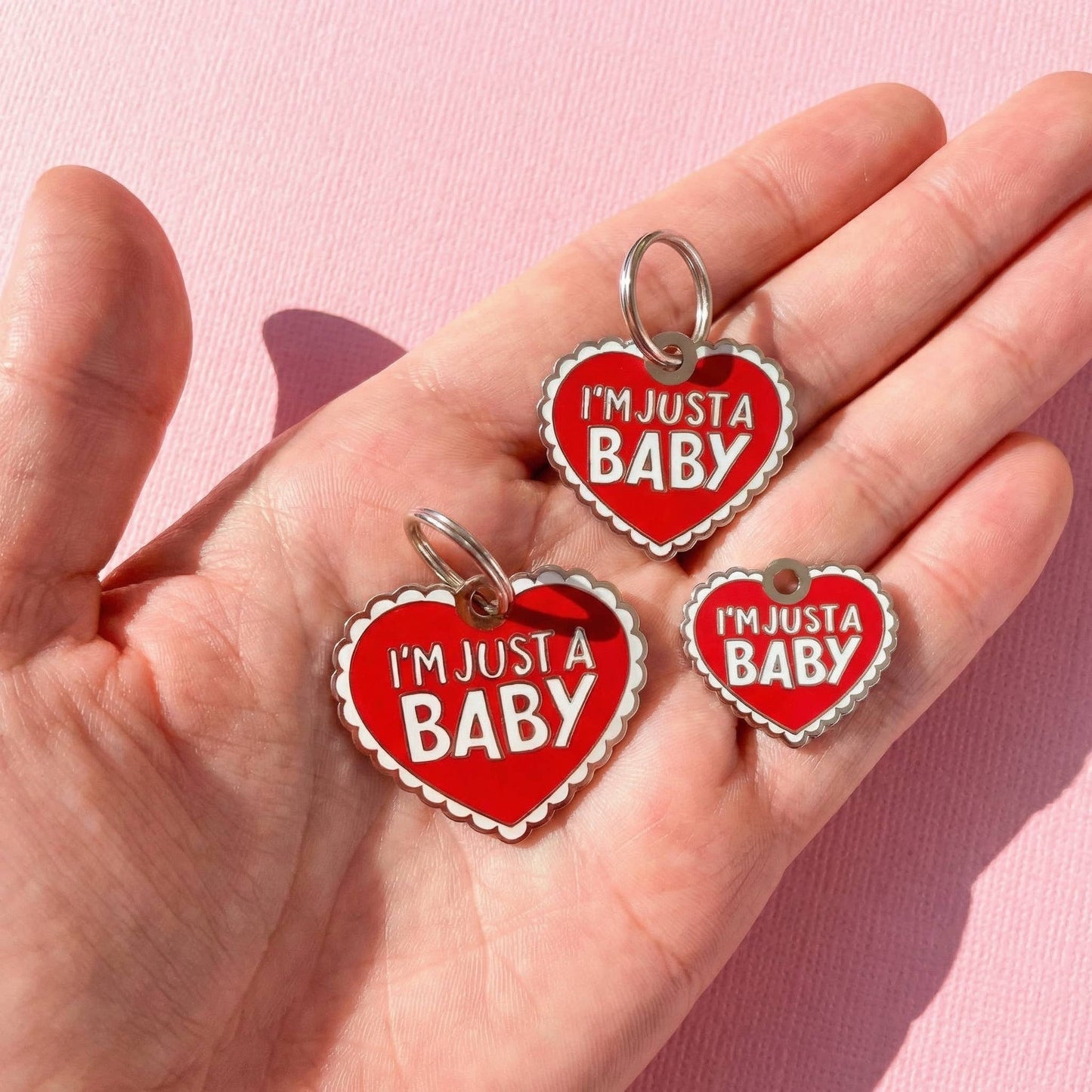 Cute Dog Charm & Pet ID Tag - I'm Just a Baby: XL / Engraved QR Code