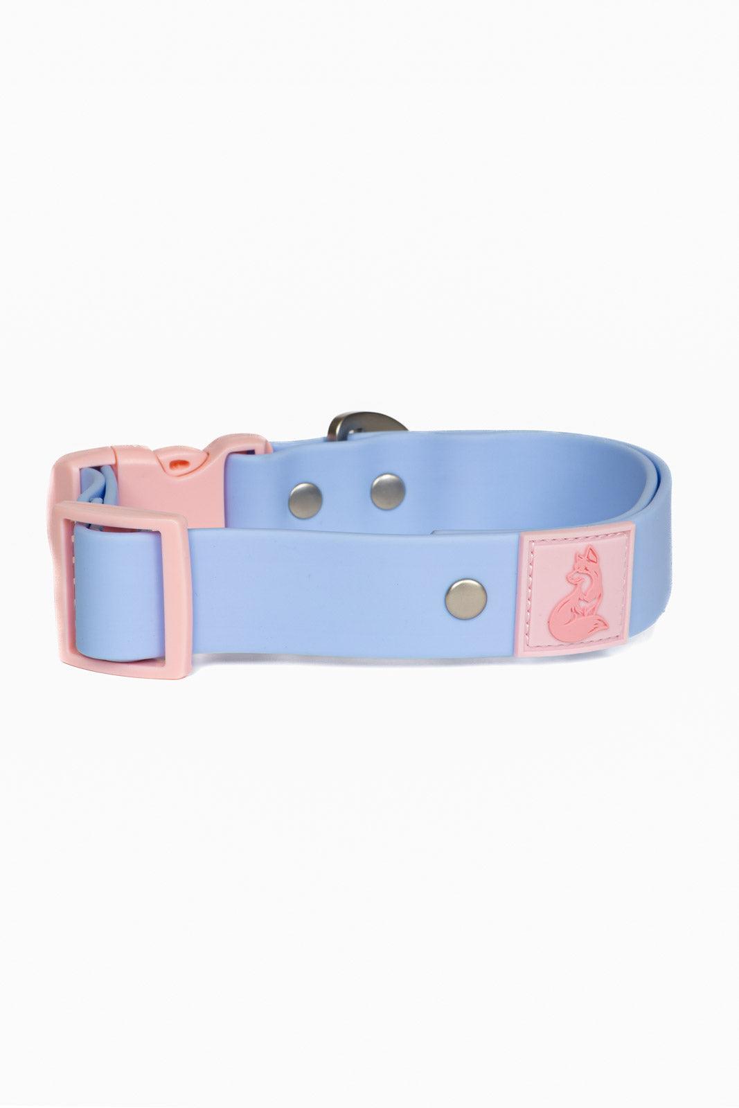Blue Sky Orchid Waterproof Dog Collar: Periwinkle / Light Pink / 15 - 17