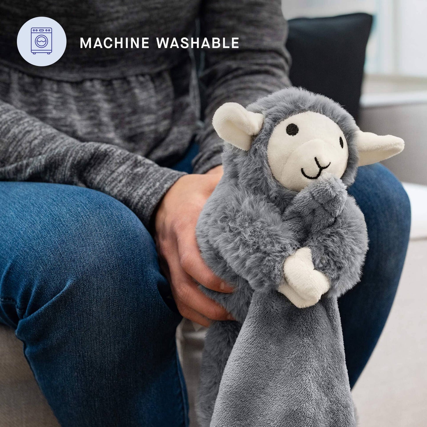 Weighted Calming Dog Toy: Grey Lamb / S/M