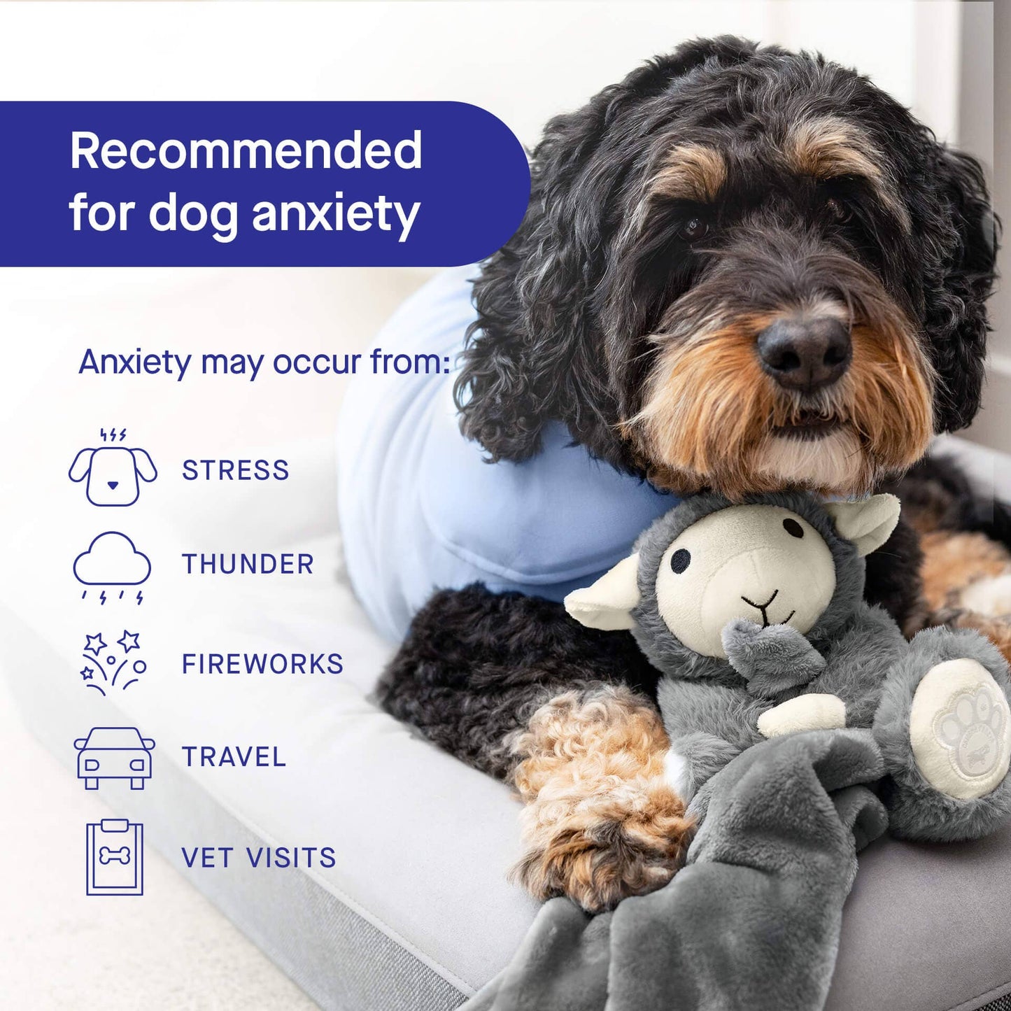 Weighted Calming Dog Toy: Grey Lamb / S/M