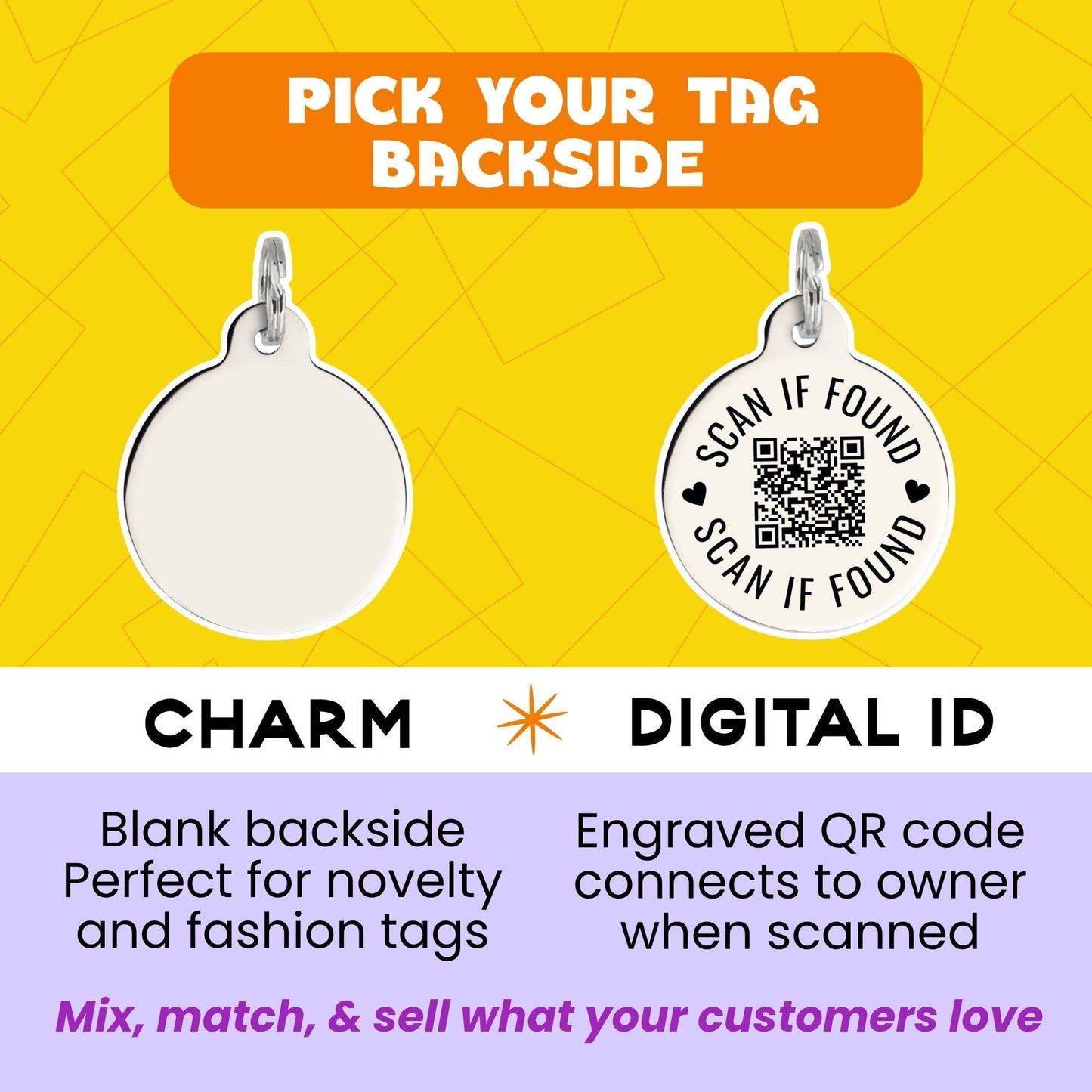 Cute Dog Charm & Pet ID Collar Tag - Rescue Baby *Pink: Small / Digital ID