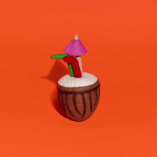 Boiled Wool Coconut Drink Dog Toy