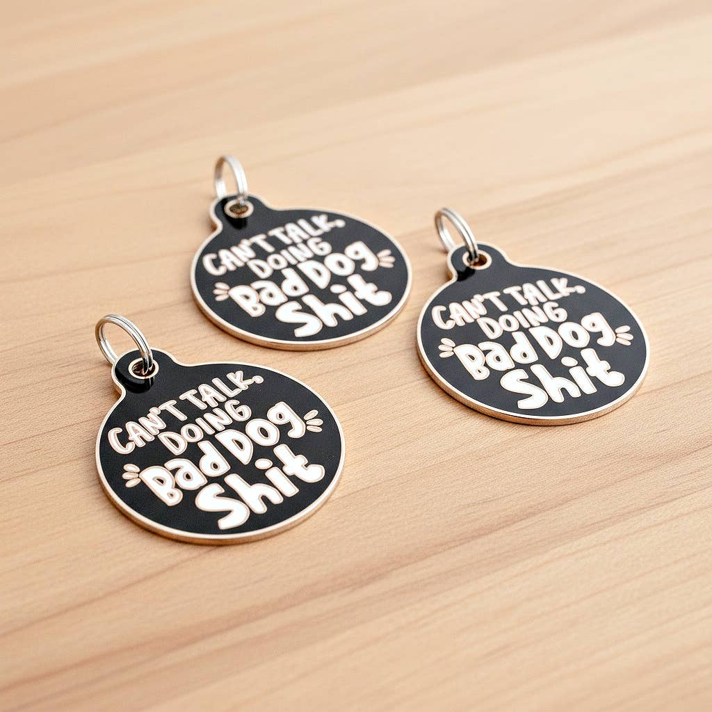Pet ID Tag w/ Scannable Code - Bad Dog Shit