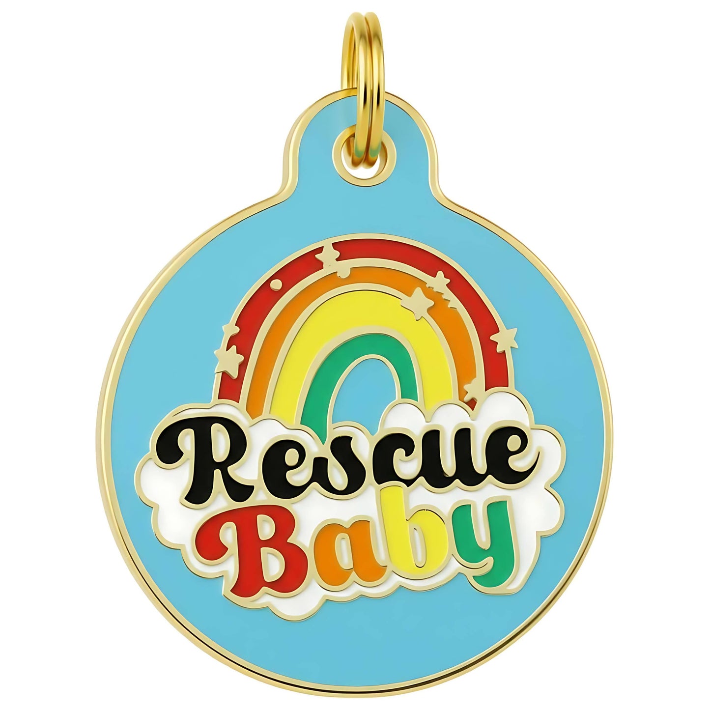 Cute Dog Collar Charm & Pet ID Tag - Rescue Baby *Blue: Small / Digital ID