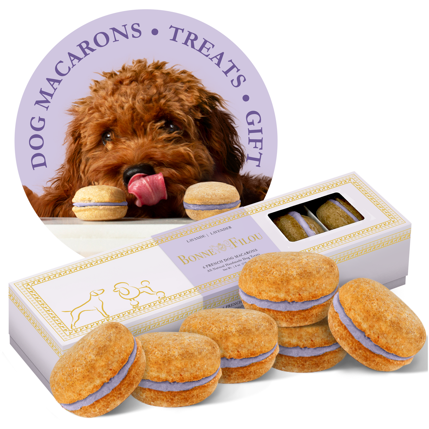 Bonne et Filou Dog Macarons | Birthday Cake