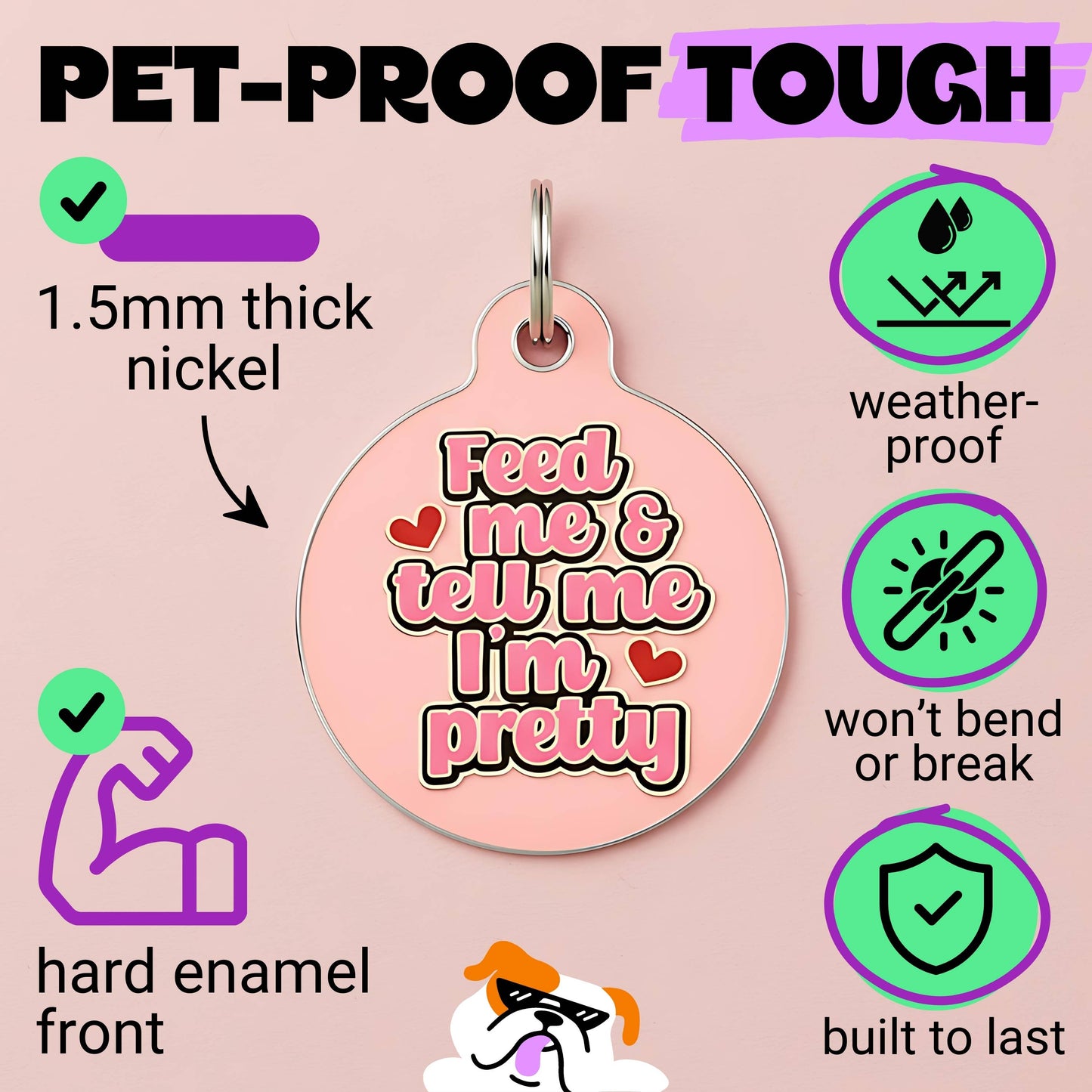 Cute Pet ID Tag & Dog Collar Charm - Tell Me I'm Pretty: Engraved QR Code / Small 1"