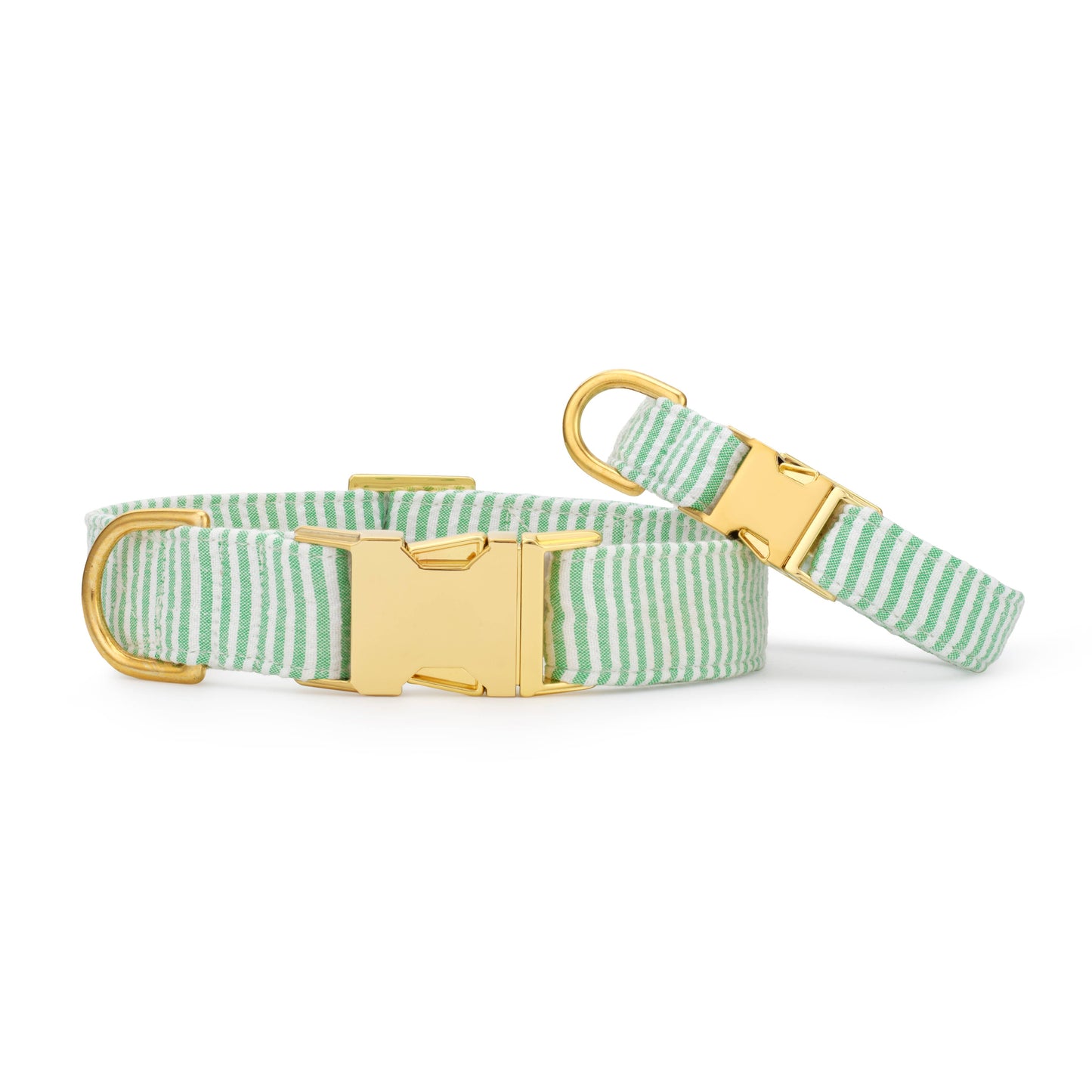 Green Seersucker Dog Collar