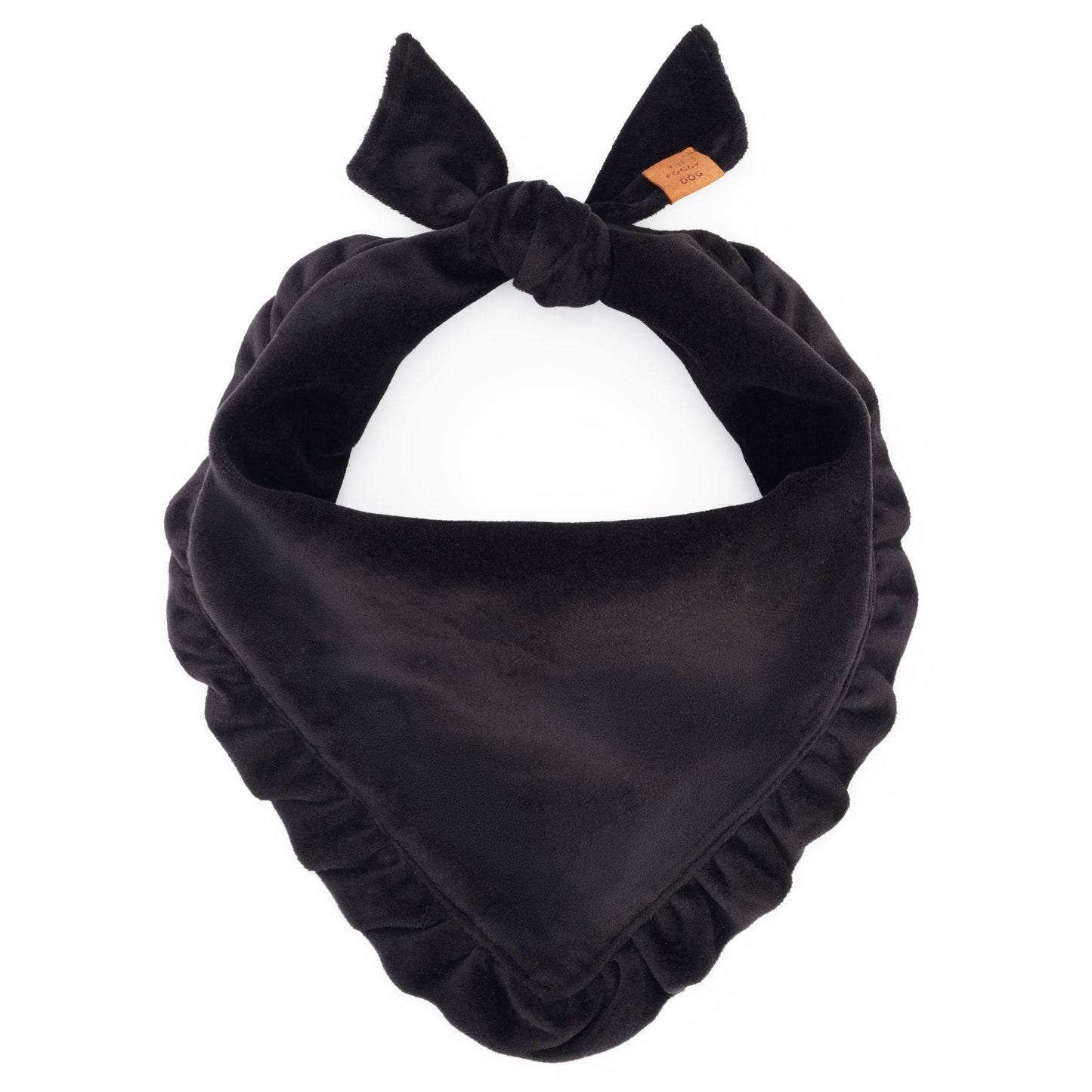 Black Velvet Ruffled Dog Bandana