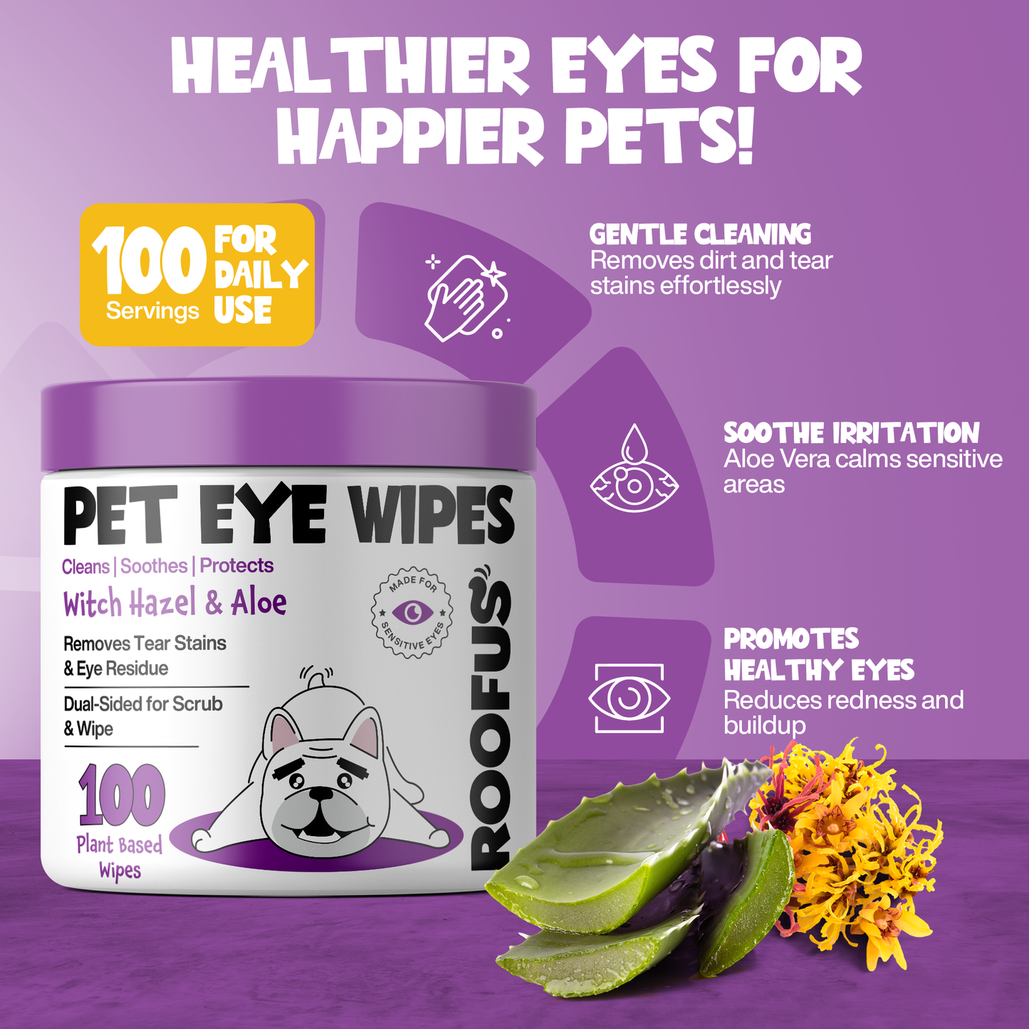 Roofus Dog Eye Wipes | Fragrance Free